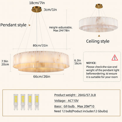 Sawyer Alabaster Round Chandelier 31.5"