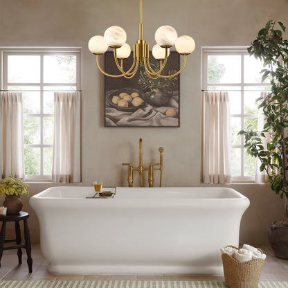 Modern Alabaster Round Art Chandelier 32"D