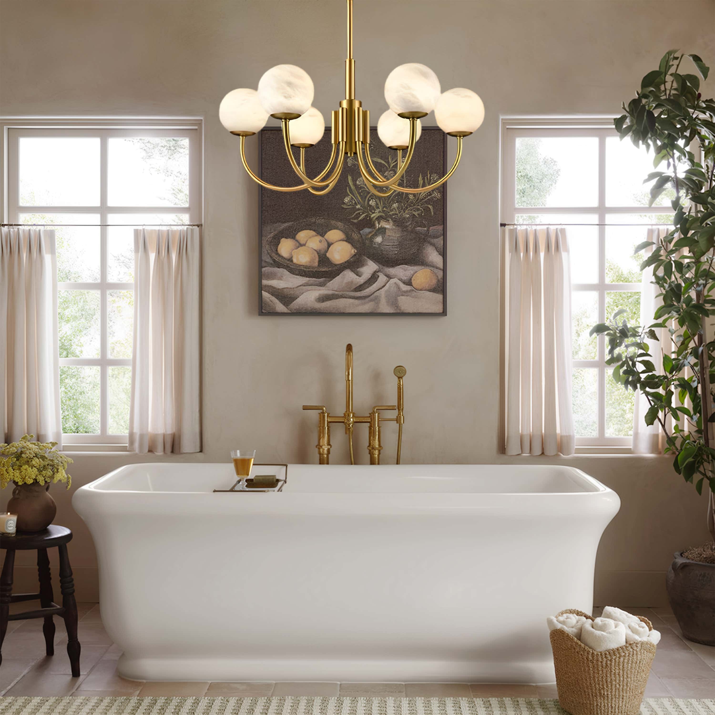 Modern Alabaster Round Art Chandelier 26"D