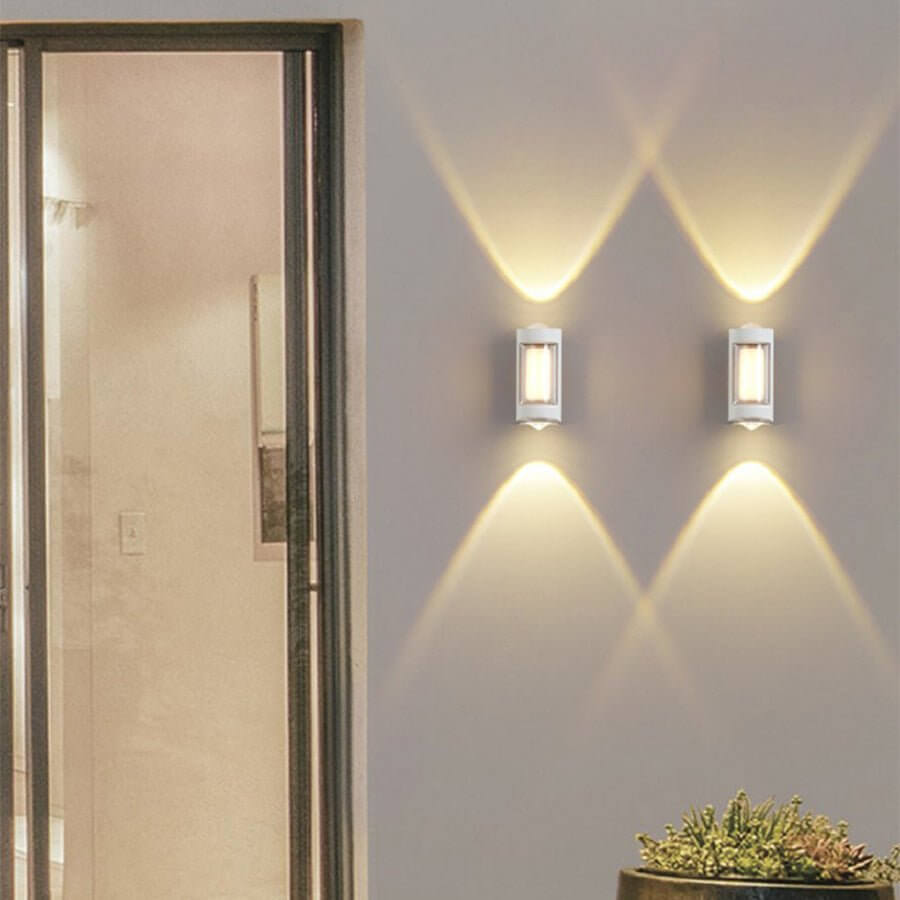Sleek Dual-Directional Outdoor Wall Light with Modern Arc & Rectangular Designs