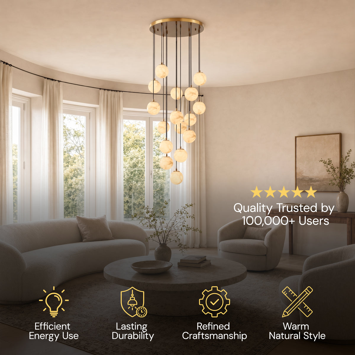 Solindra Resin Globe Cascade Chandelier 
