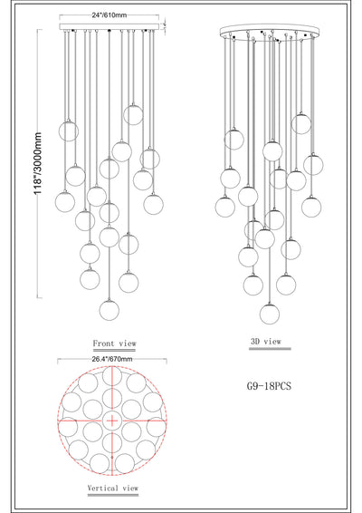 Solindra Resin Globe Cascade Chandelier 