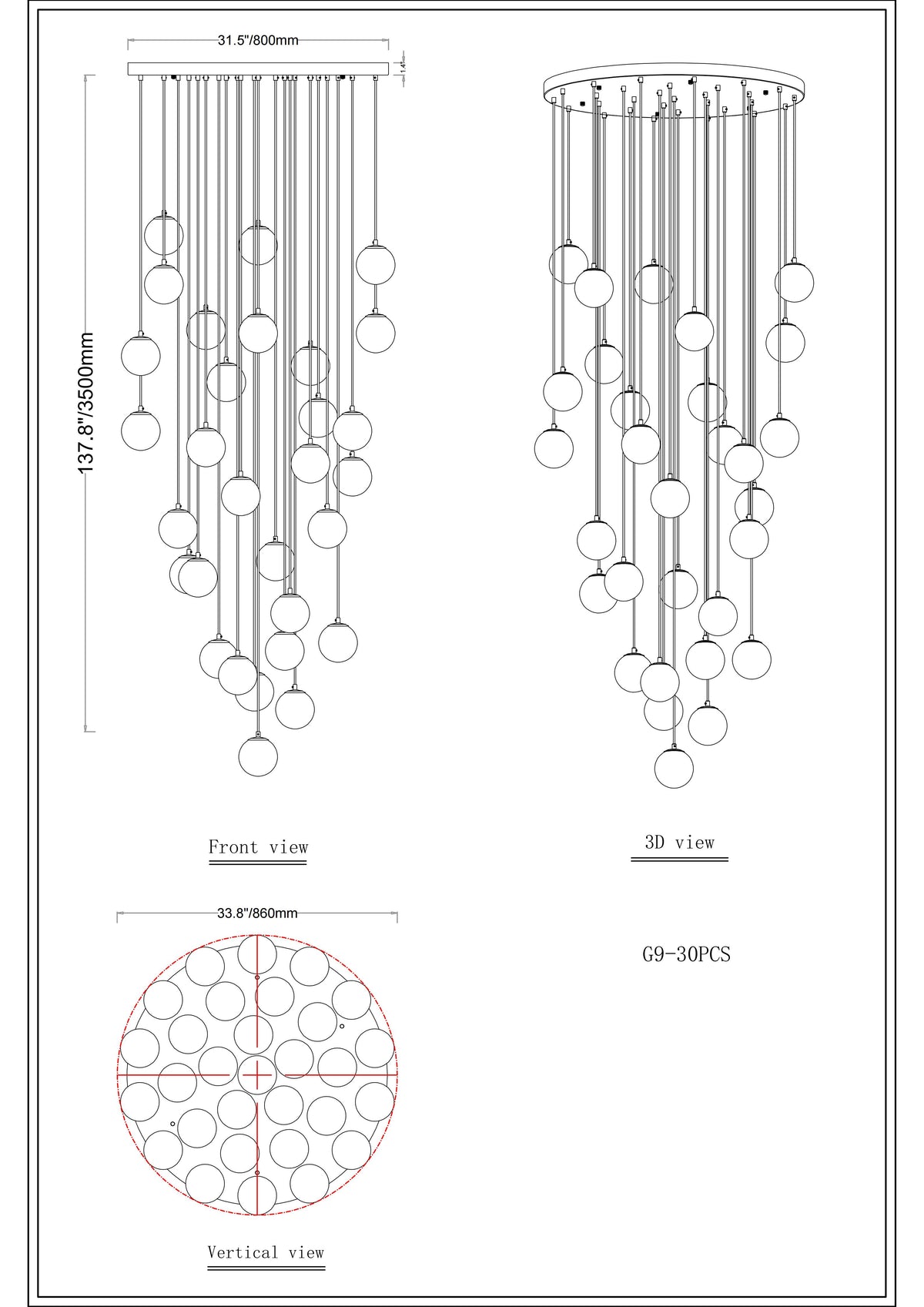 Solindra Resin Globe Cascade Chandelier 
