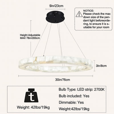 Soluna Alabaster Round Chandelier 30"D