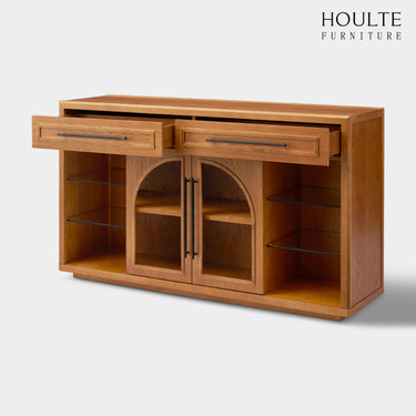 Alvar Oak Arched Glass Sideboard 63"W