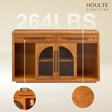 Alvar Oak Arched Glass Sideboard 63"W