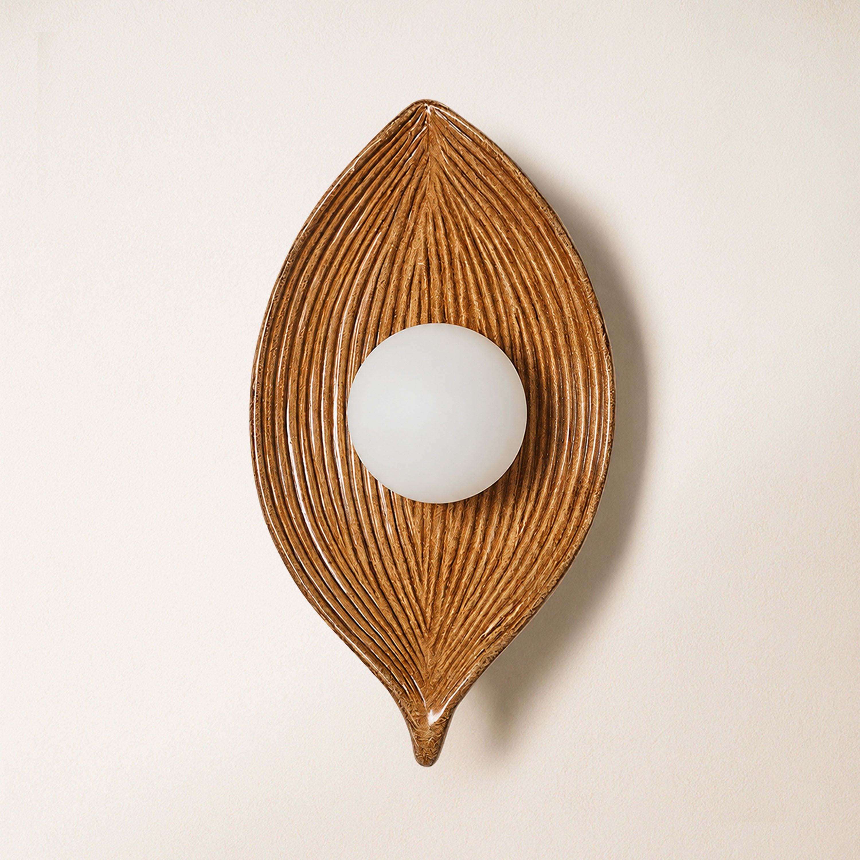 Sylvara Resin Leaf Wall Sconce # #Finish_Brown