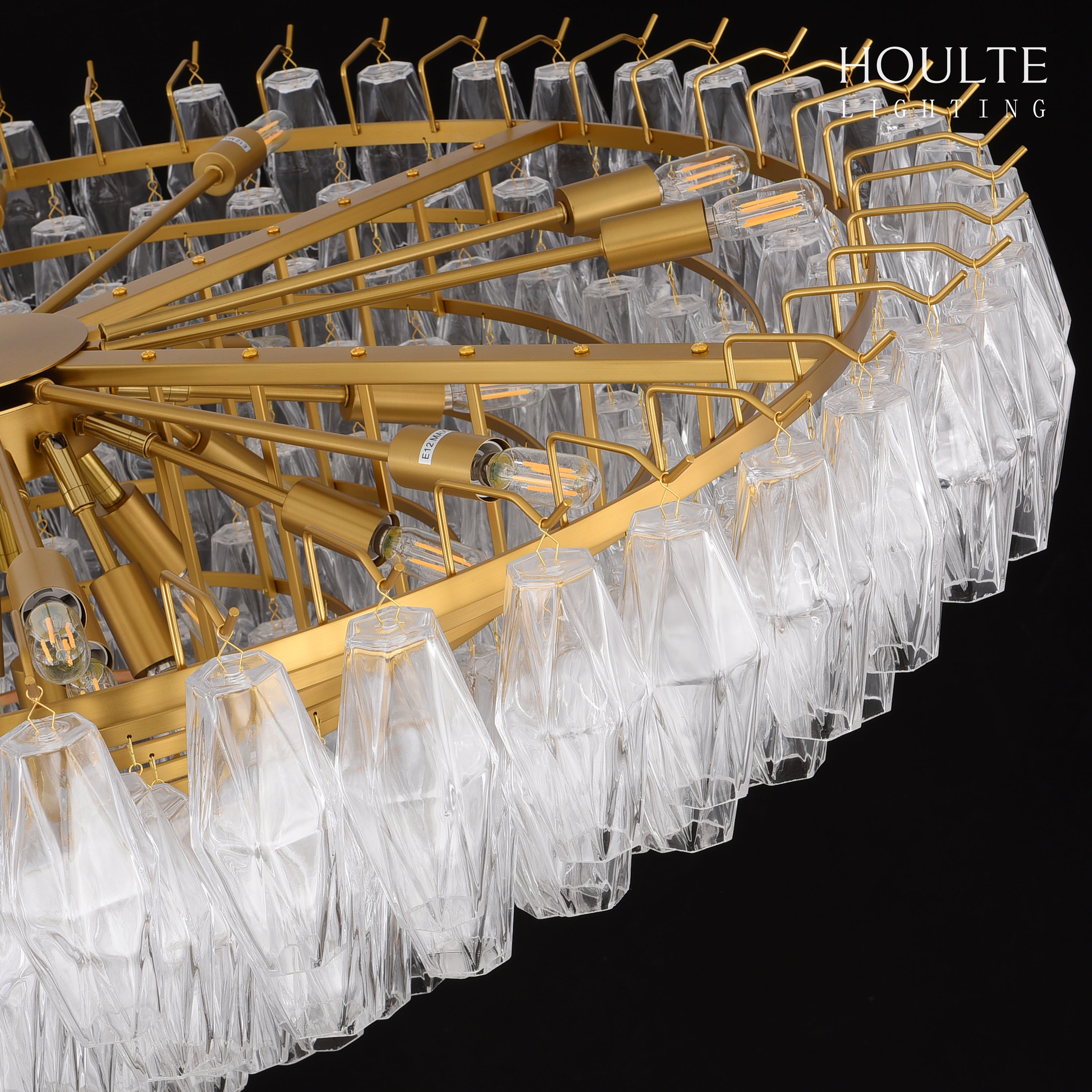 Celestial Drop Round Crystal Glass Chandelier 48''D