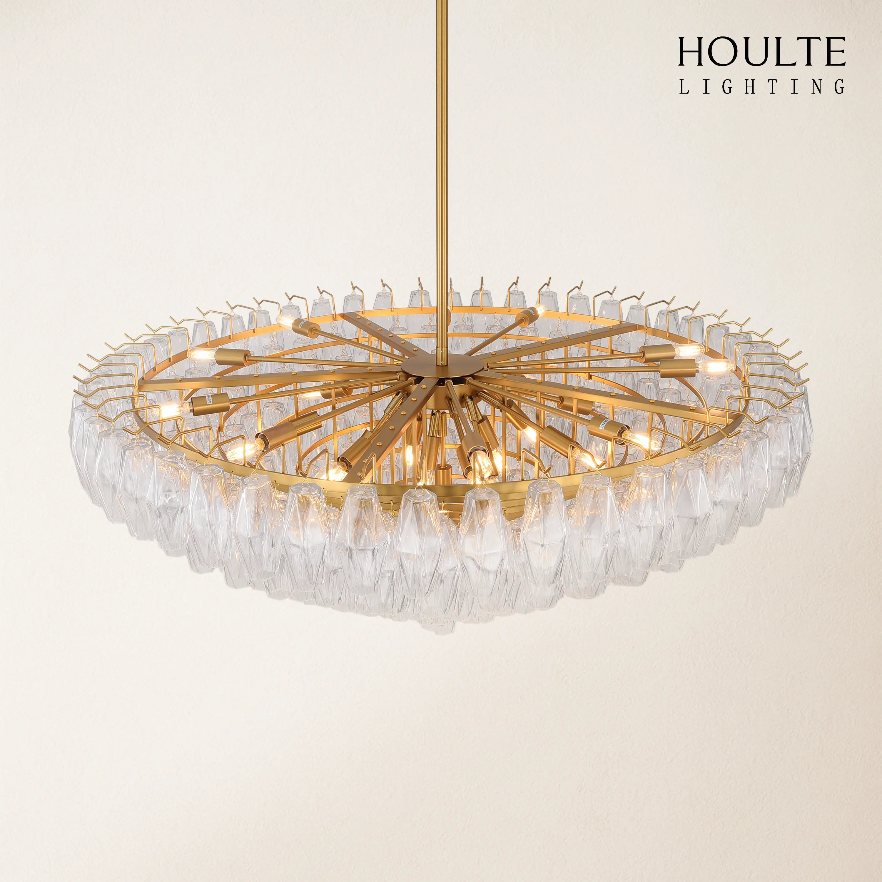 Celestial Drop Round Crystal Glass Chandelier 48''D