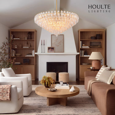Celestial Drop Round Crystal Glass Chandelier 48''D