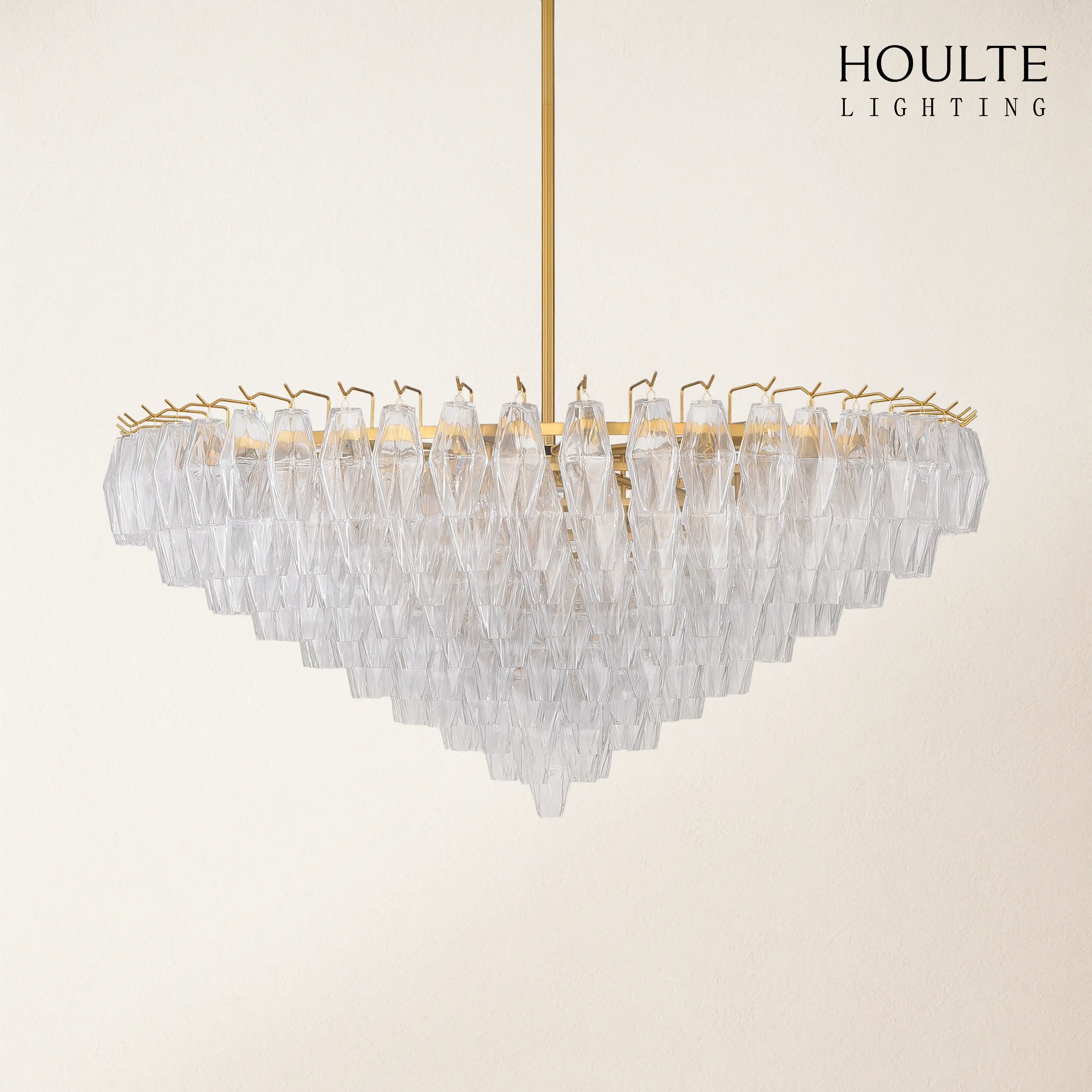 Celestial Drop Round Crystal Glass Chandelier 48''D