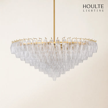 Celestial Drop Round Crystal Glass Chandelier 48''D