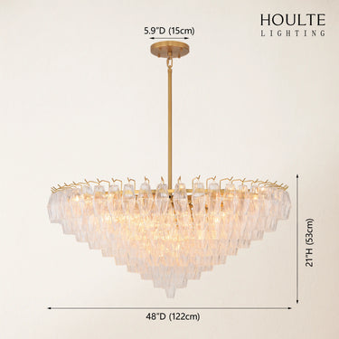 Celestial Drop Round Crystal Glass Chandelier 48''D