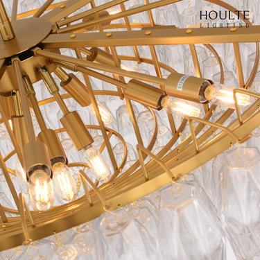 Celestial Drop Round Crystal Glass Chandelier 48''D