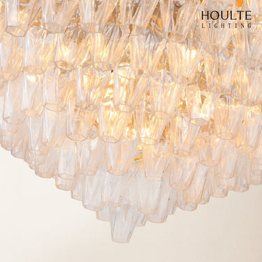 Celestial Drop Round Crystal Glass Chandelier 48''D