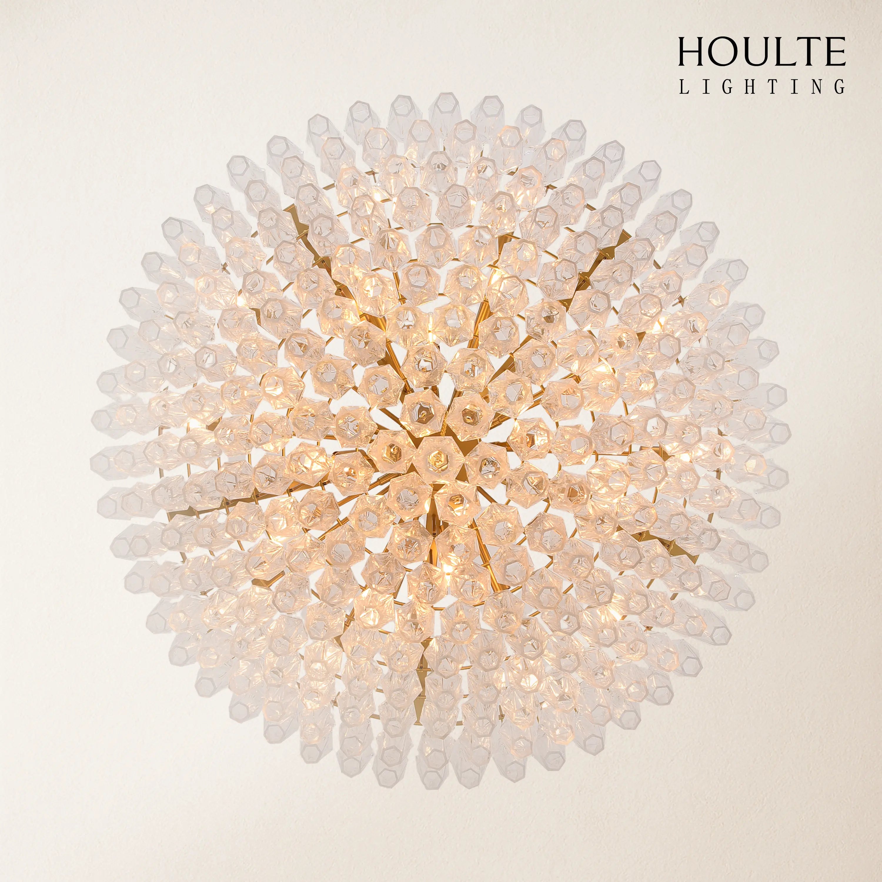Celestial Drop Round Crystal Glass Chandelier 48''D