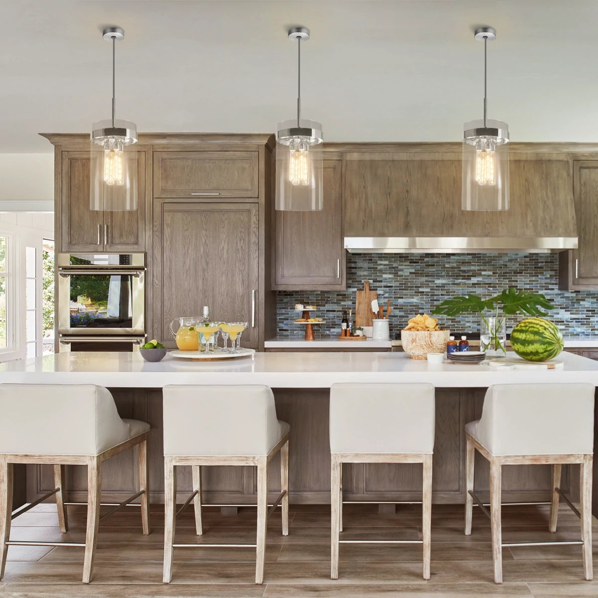 Armature Round Glass Pendant 8"D