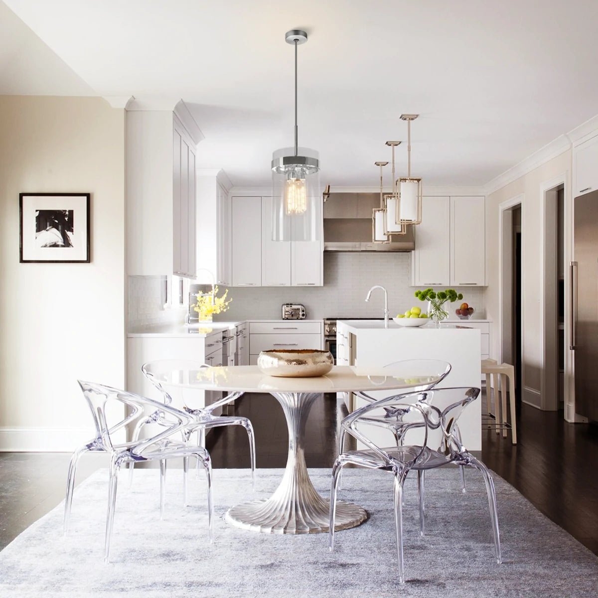 Armature Round Glass Pendant 8"D