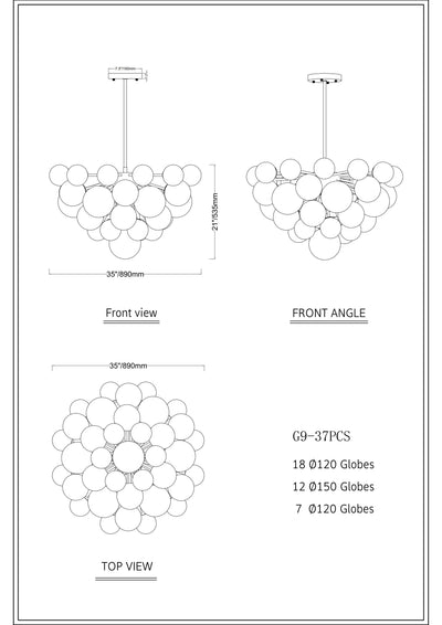Elowen Crackled Glass Cluster Round Chandelier 24" 35"D