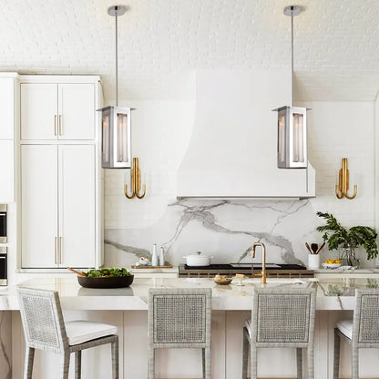 Baluster Rectangle Glass Pendant 7"W