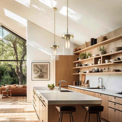 Armature Round Glass Pendant 8"D