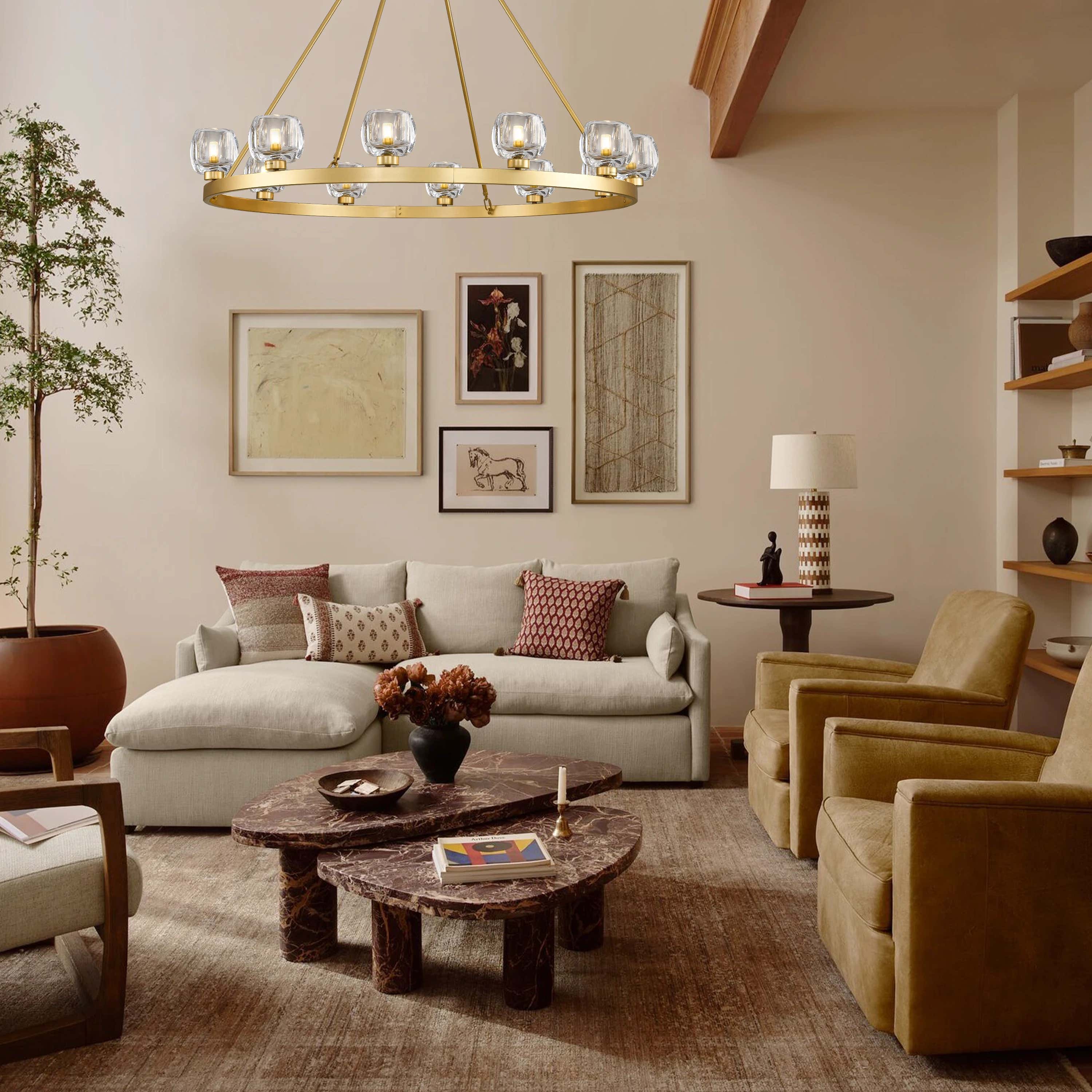 Vellum Round Chandelier 48"D