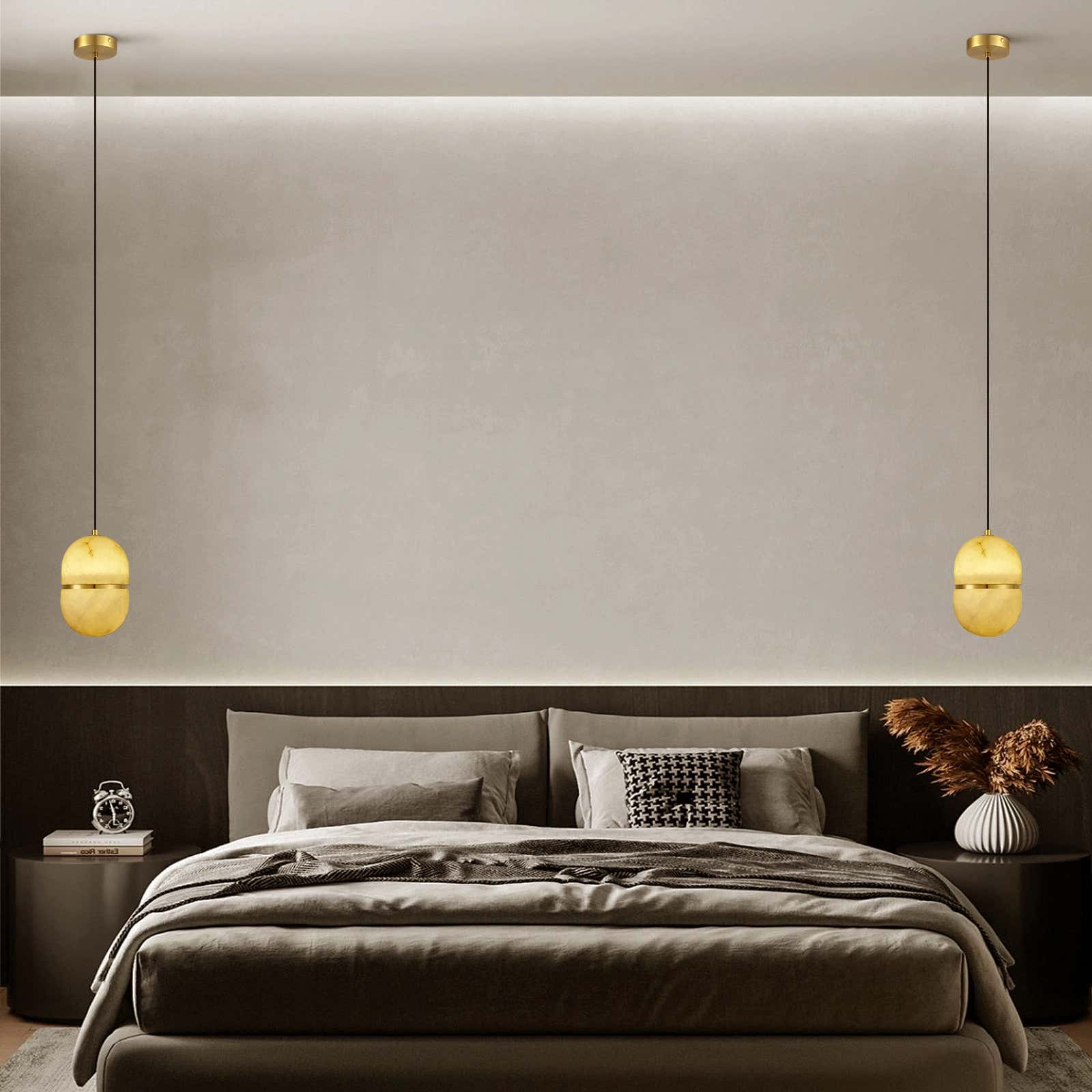 Hecate Alabaster Modern Pendant 5.5''D