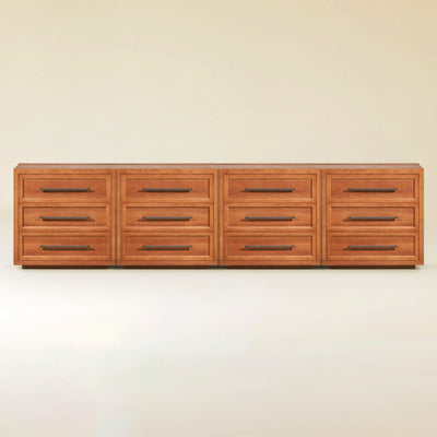 Alvar 121″ Oak 12-Drawer Chest(Set of 4)