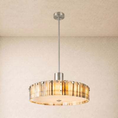 Pietra Striped Marble Round Pendant 14"D