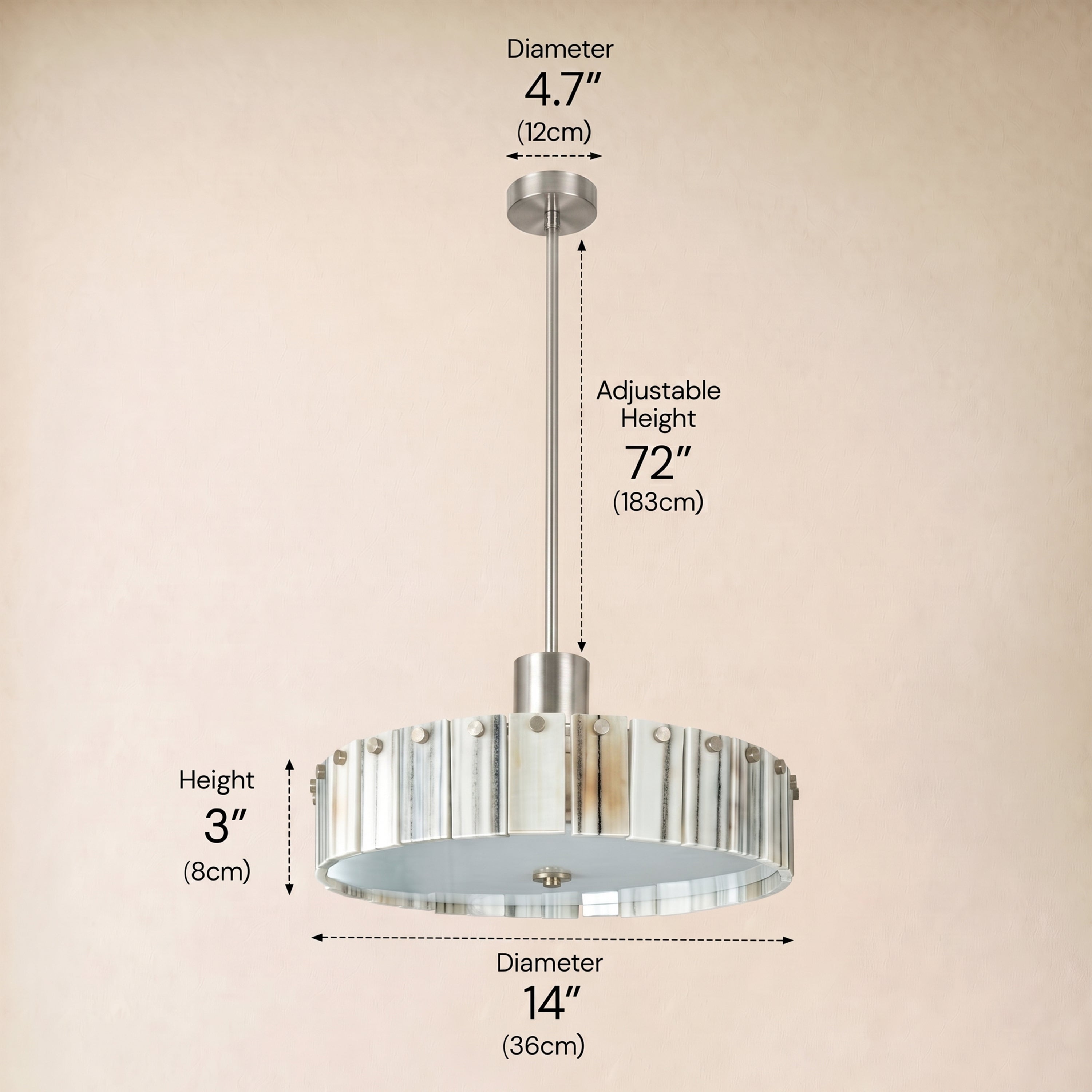 Pietra Striped Marble Round Pendant 14"D
