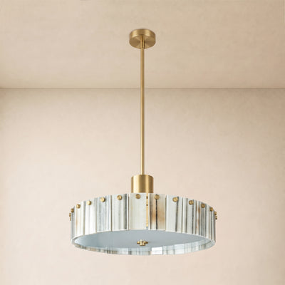 Pietra Striped Marble Round Pendant 14"D
