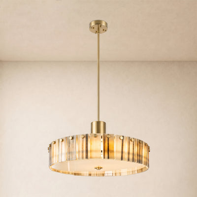 Pietra Striped Marble Round Pendant 14"D