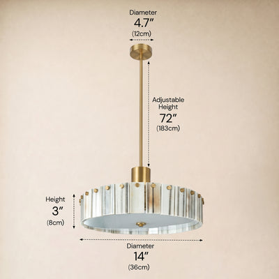 Pietra Striped Marble Round Pendant 14"D