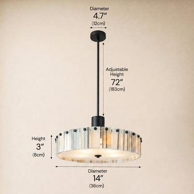 Pietra Striped Marble Round Pendant 14"D