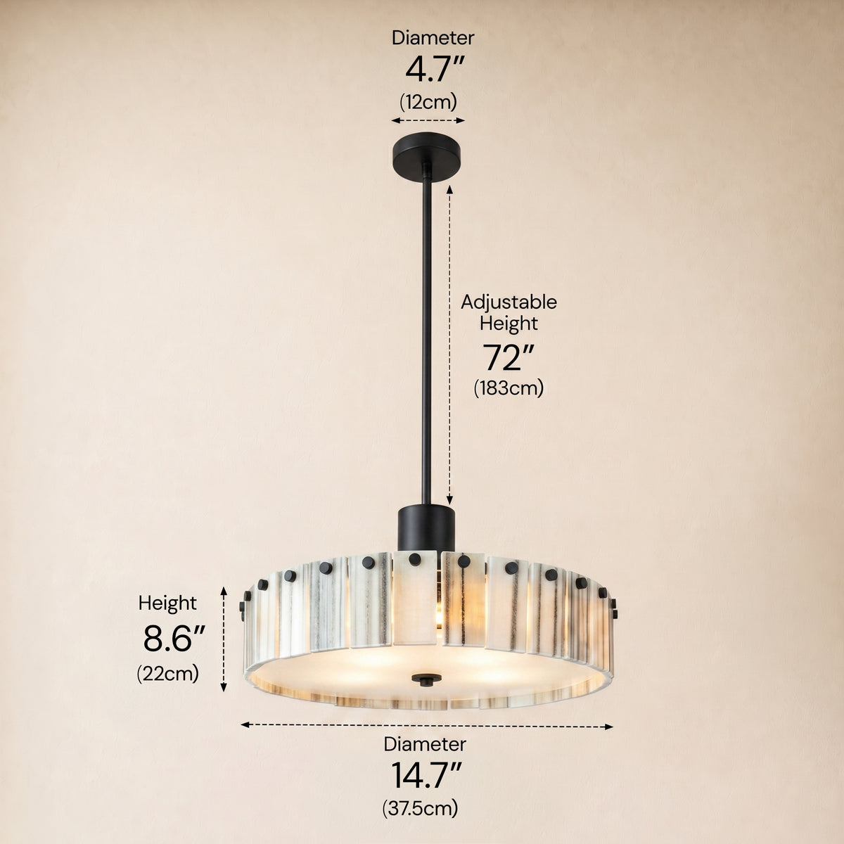Pietra Golden Strata Marble Round Pendant 14"D