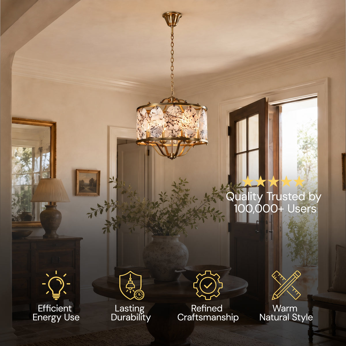 Pietra Quartzite Round Chandelier 25.5"D Gold #_First_# #_First_#