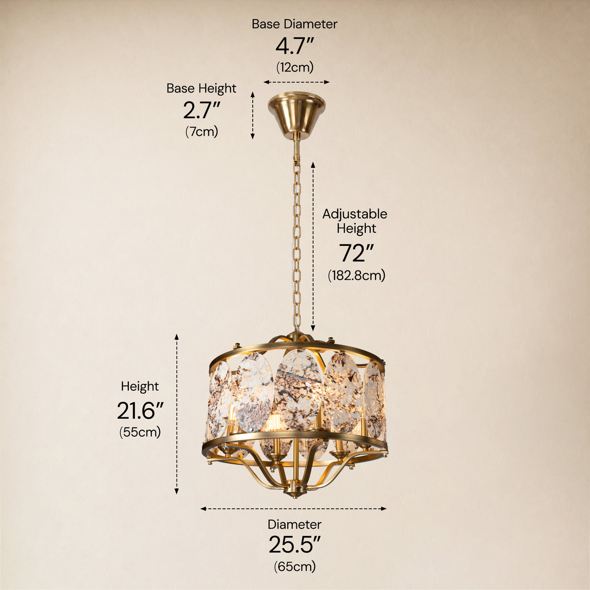 Pietra Quartzite Round Chandelier 25.5"D