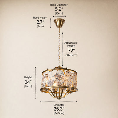 Pietra Snowland Marble Oval Disc Round Chandelier 25"D