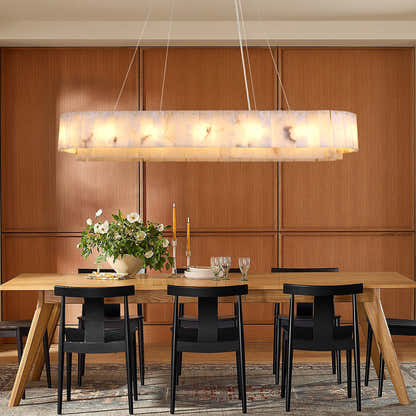 Sawyer Alabaster Oval Chandelier 54"