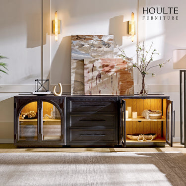 Alvar Arched Oak Modular Media Console(Set of 3) Drawer Is In The Middle