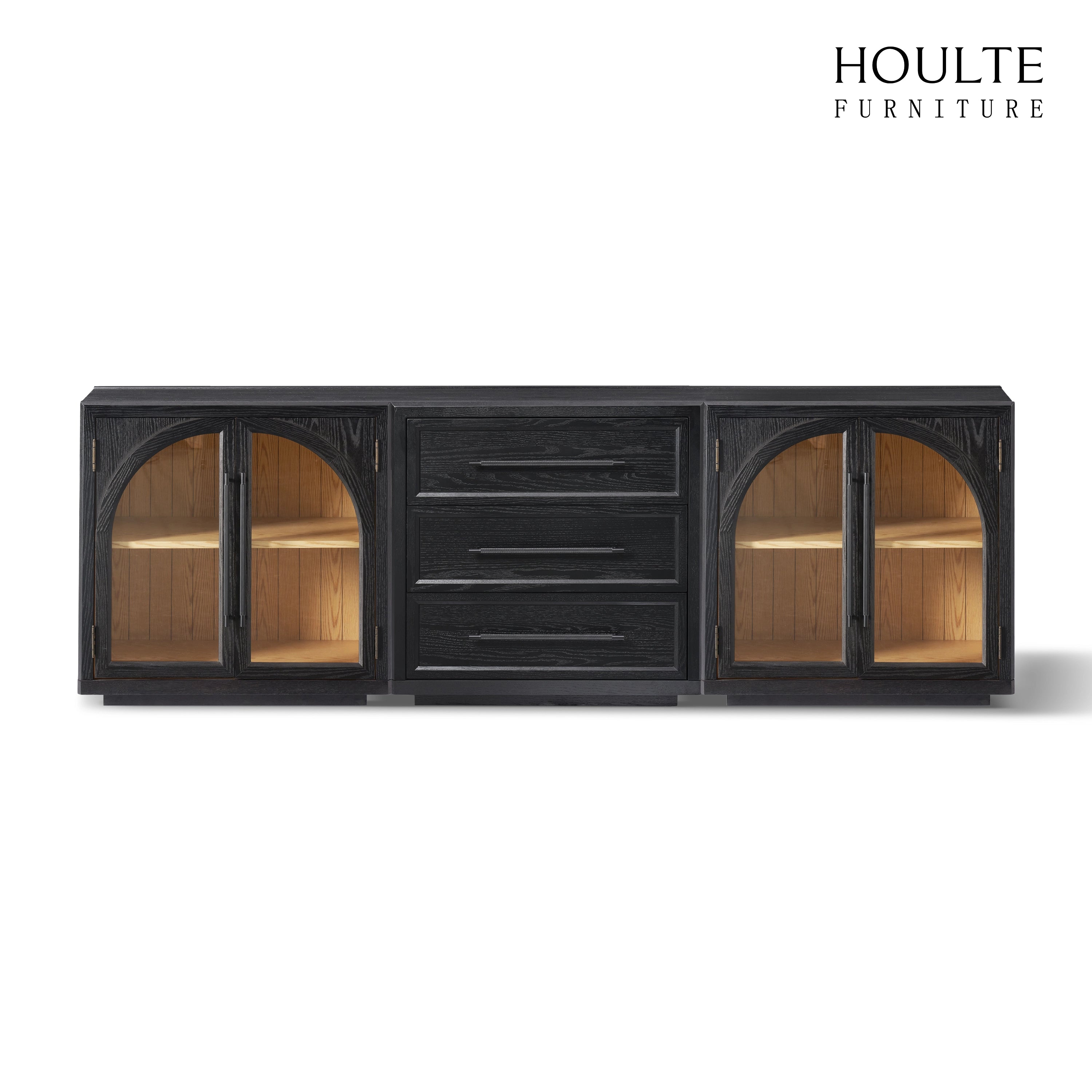 Alvar Arched 94.5″ Oak Modular Media Console(Set of 3)