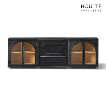Alvar Arched Oak Modular Media Console(Set of 3) Drawer Is In The Middle