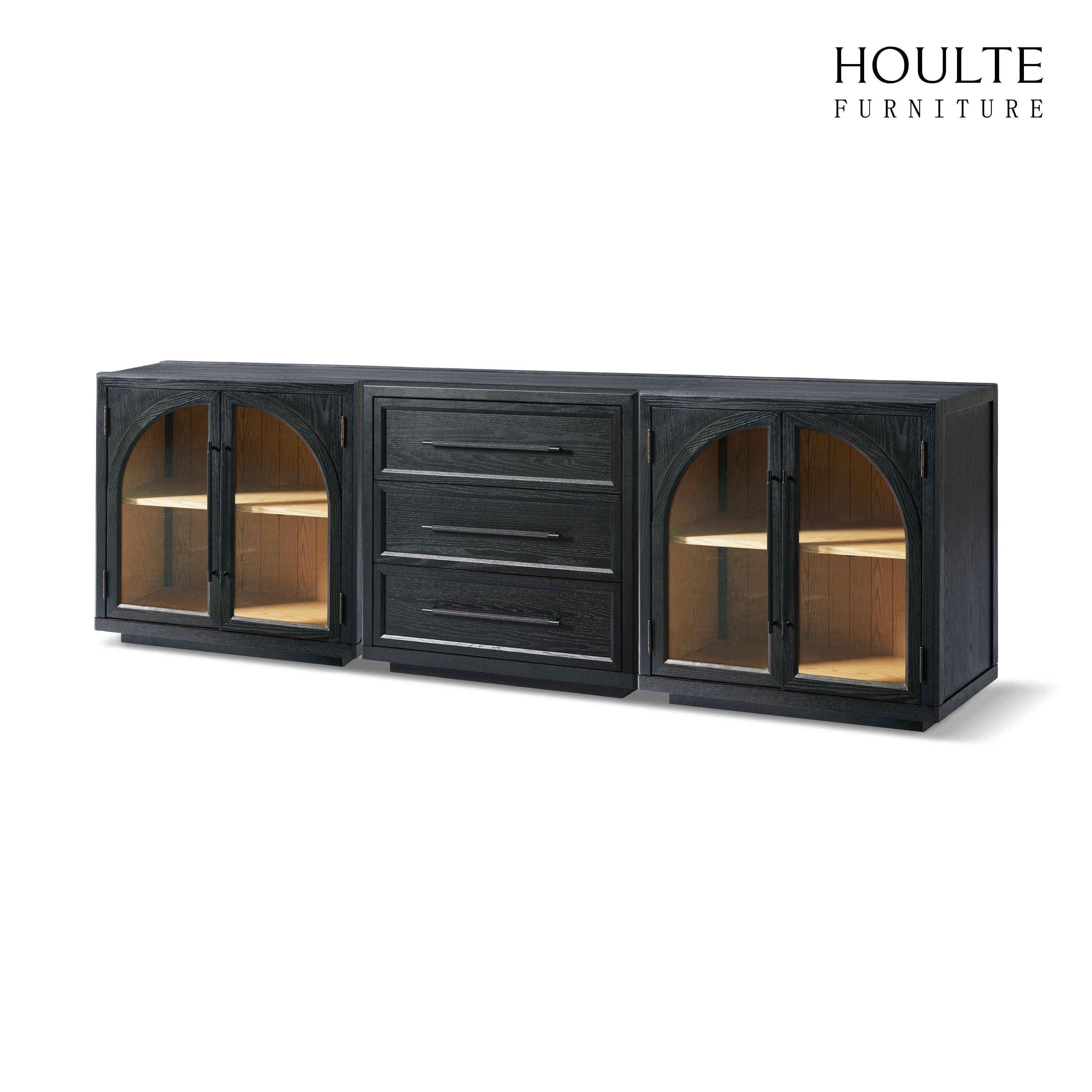 Alvar Arched 94.5″ Oak Modular Media Console(Set of 3)