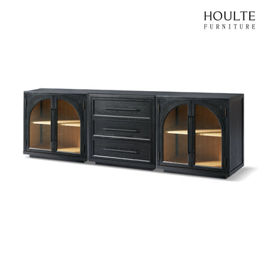 Alvar Arched Oak Modular Media Console(Set of 3) Drawer Is In The Middle