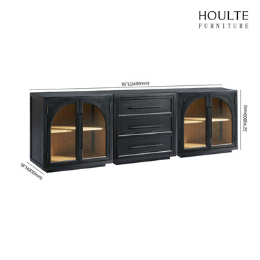 Alvar Arched Oak Modular Media Console(Set of 3) Drawer Is In The Middle